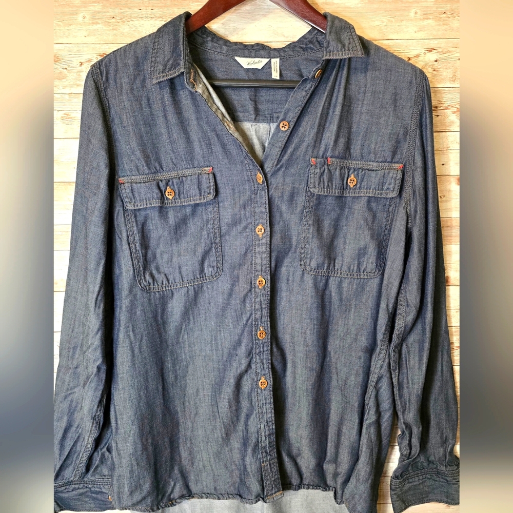 Woolrich Blue Jean Button Down Shirt - Large